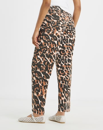 Simply Be Leopard Print Barrel Jeans