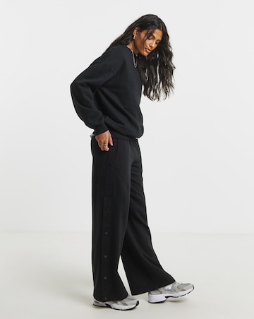 Black Half Popper Wide Leg Joggers
