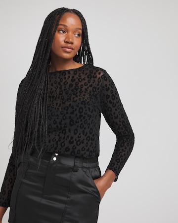 Black Leopard Burn Out Top