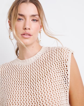 Simply Be Stone Hole Knit Adjustable Tank Top