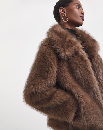 Brown Tipped Faux Fur Jacket