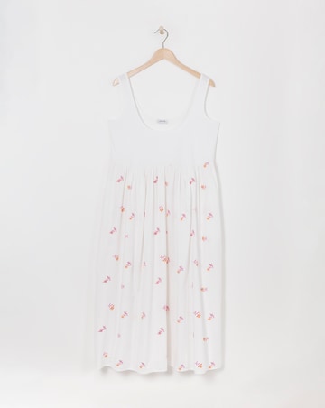 Simply Be White Embroidered Floral Midi Dress