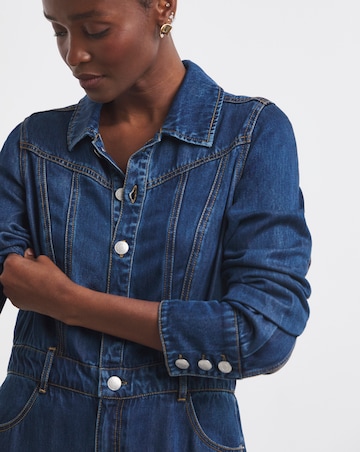 Dark Wash Denim Midaxi Dress with Tencel TM