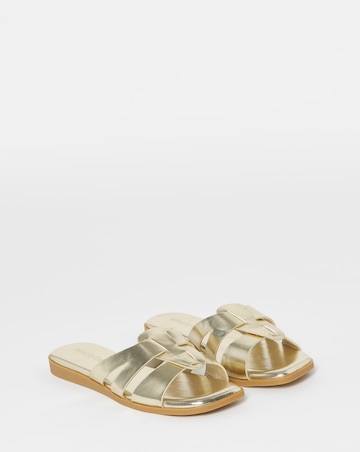 Carla Woven Flat Mule Sandals - Wide Fit (E)