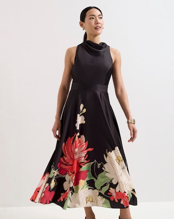 Phase Eight Cheryl Satin Printed Midi Dress