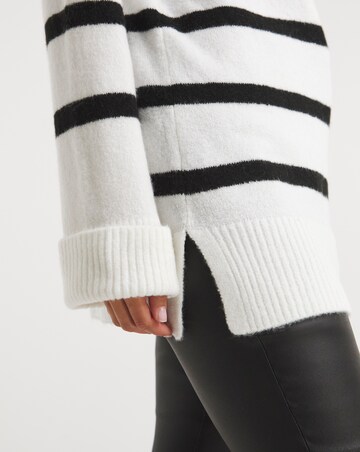 Mono Stripe Roll Neck Longline Jumper