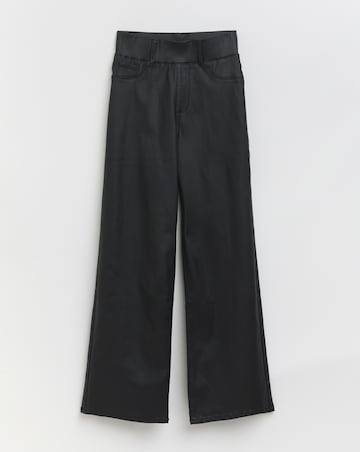 Black Coated Wide Leg Jeggings