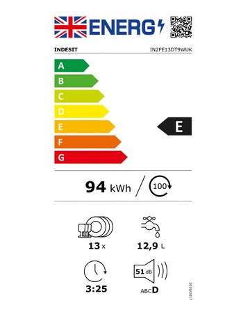 Indesit Push&Go IN2FE13DT9WUK Freestanding Dishwasher 13 Place White + Install