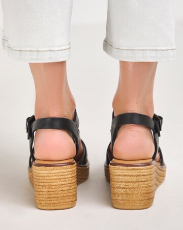 Jude Leather Strappy Wedge Sandal - Wide Fit (E)