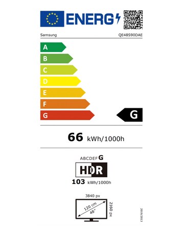 Samsung OLED QE48S90DAEXXU 48in UHD 4K 144Hz AI Sound HDR+ Smart TV