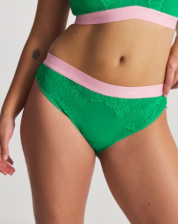 Lemonade Dolls Synergy Lace Mid Rise Knicker Emerald/Pink