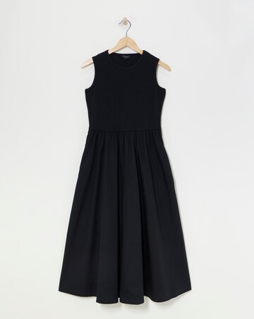 Poplin Rib Sleeveless Smock Dress