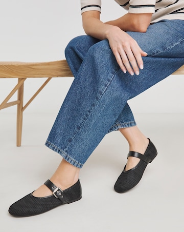 Mykonos Net Mesh Mary Jane Ballerinas - Wide Fit (E)