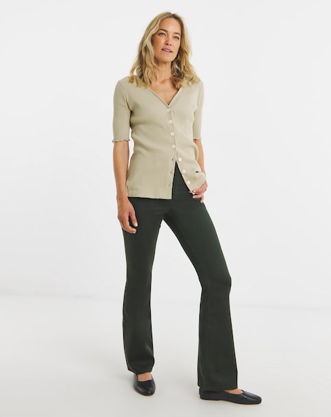Khaki Stretch Bootcut Jeggings