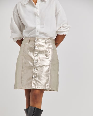 Simply Be X Twisted Wunder Gold Denim Mini Skirt