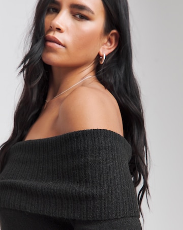 Black Bardot Knitted Midaxi Dress