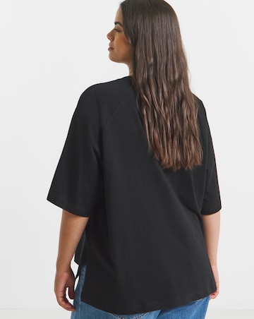 Black Raglan Slouchy Pure Cotton T-Shirt