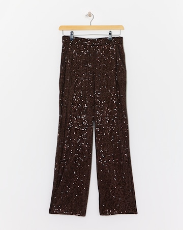 Chocolate Sequin Straight Leg Trouser