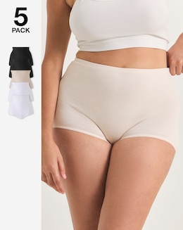 Pretty Secrets (5 Pack) Cotton Comfort Shorts - Black/White/Blush