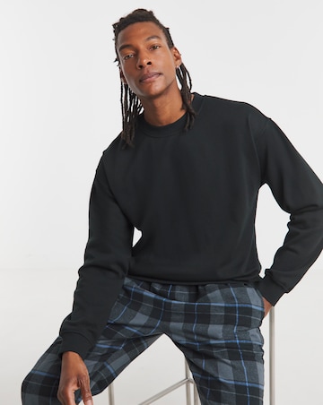 Crew Sweatshirt and Check Bottom Lounge Set