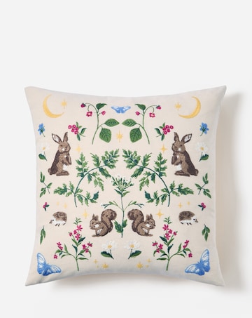 Woodland Animals Embroidered Cushion