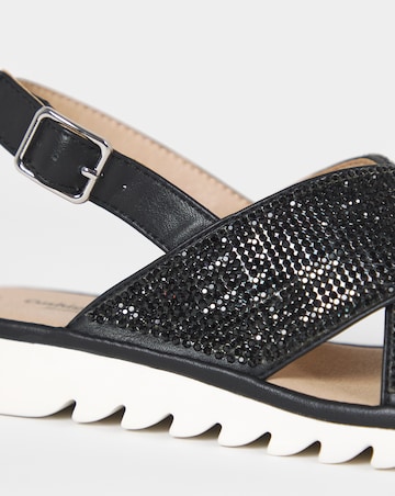 Cushion Walk Black Shimmer Sparkle Strap Slingbacks - Extra Wide Fit (EEE)