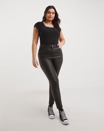 Black Ruched Sleeve Top