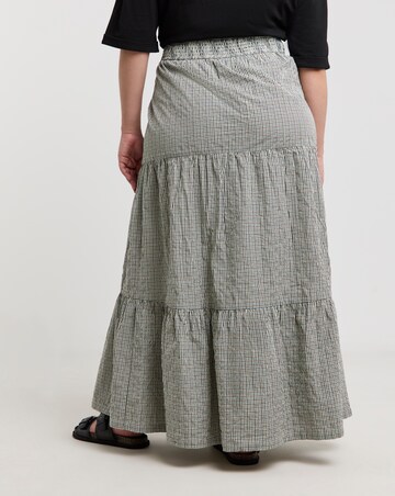 Native Youth Tiered Check Maxi Skirt with Pockets