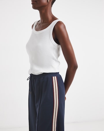 Navy Stretch Ponte Side Stripe Wide Leg Trouser