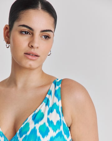 Wrap Over Ikat Print Swimsuit