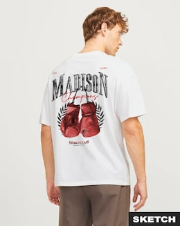 Jack &amp; Jones Madison Boxing Back Graphic T-Shirt - White