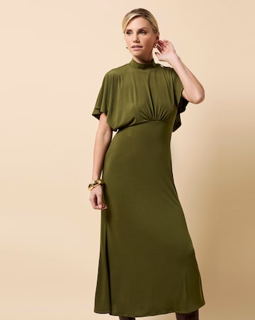 Little Mistress Khaki Button Detail Midaxi Dress