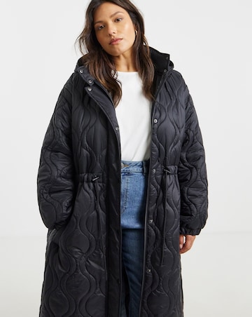 Black Double Onion Quilt Adjustble Coat