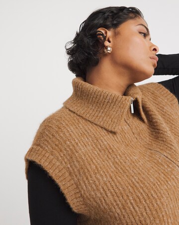 Native Youth Zip Up Knitted Rib Gilet