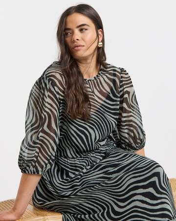 Simply Be Green Print Georgette Maxi Dress
