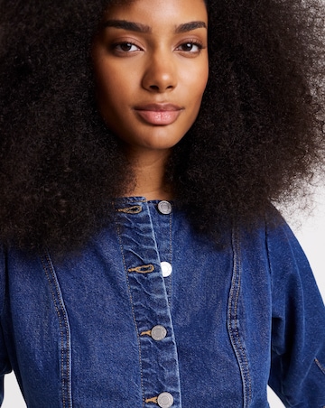 Simply Be Mid Wash Button Through Denim Blouse