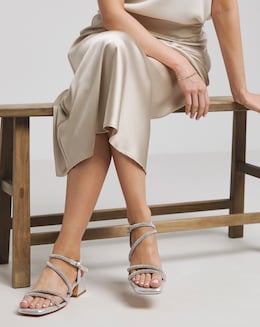 Gayle Low Block Heel Diamante Strap Detail Sandal - Wide Fit (E)