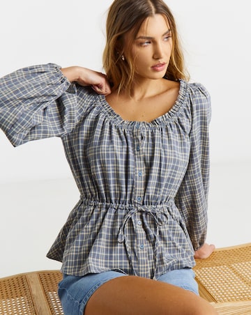 Cinch Square Neck Blouse