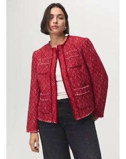 Mango Red Tweed Jacket