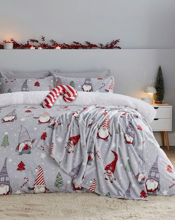 Catherine Lansfield Christmas Festive Gonk Fleece Duvet Set
