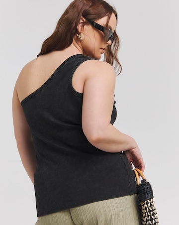 Black One Shoulder Rib Top