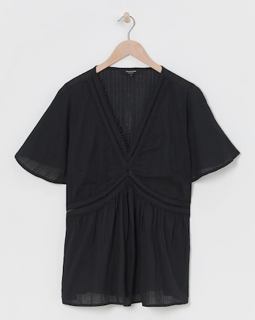 Trim Detail Flutter Sleeve Top