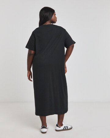 Black Cotton Jersey Midi T-Shirt Dress