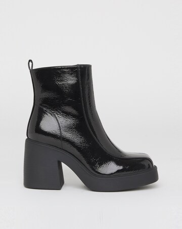 Lina Square Toe Platform Ankle Boots - Wide Fit (E)
