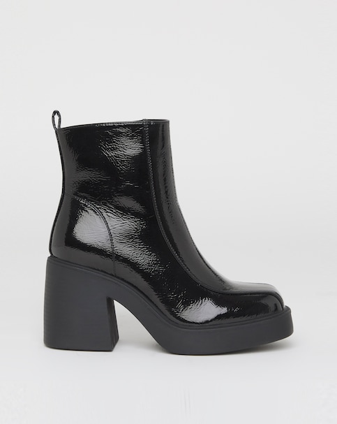 Lina Square Toe Platform Ankle Boots - Wide Fit (E)