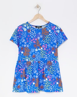 Blue Ditsy Supersoft Smock Top