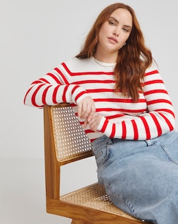 Stripe Rib Crew Neck Jumper