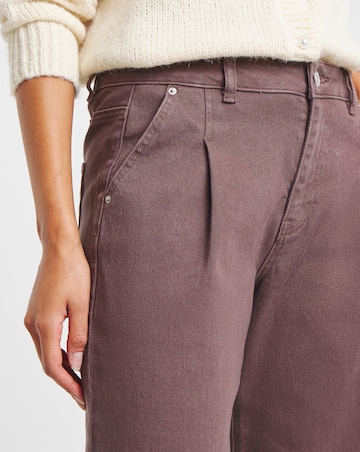 Simply Be Chocolate Pleat Wide Leg Jeans