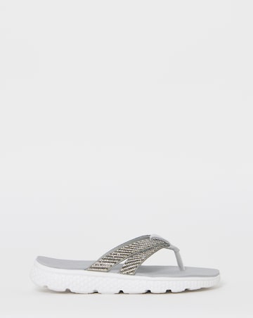 Cushion Walk Grey Glitter Crossover Toe-Post Sandals - Extra Wide Fit (EEE)