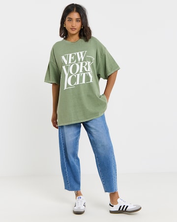 Khaki New York City Slogan T-Shirt